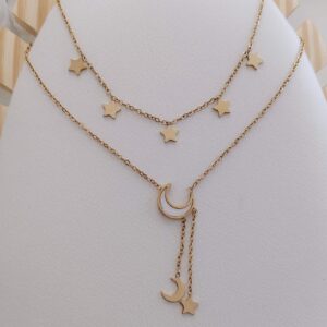 layered moon & star pendant necklace