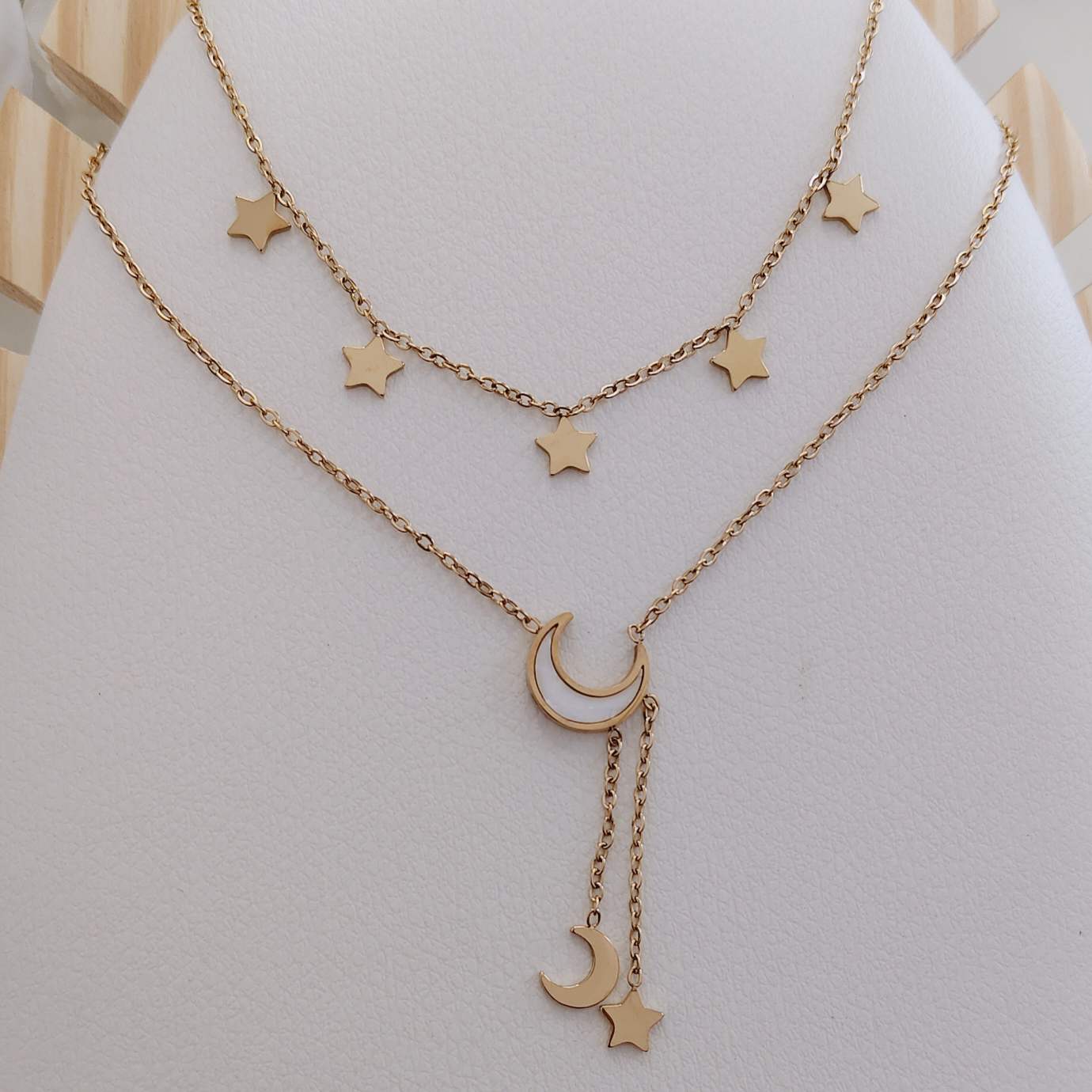 layered moon & star pendant necklace layered moon & star pendant necklace