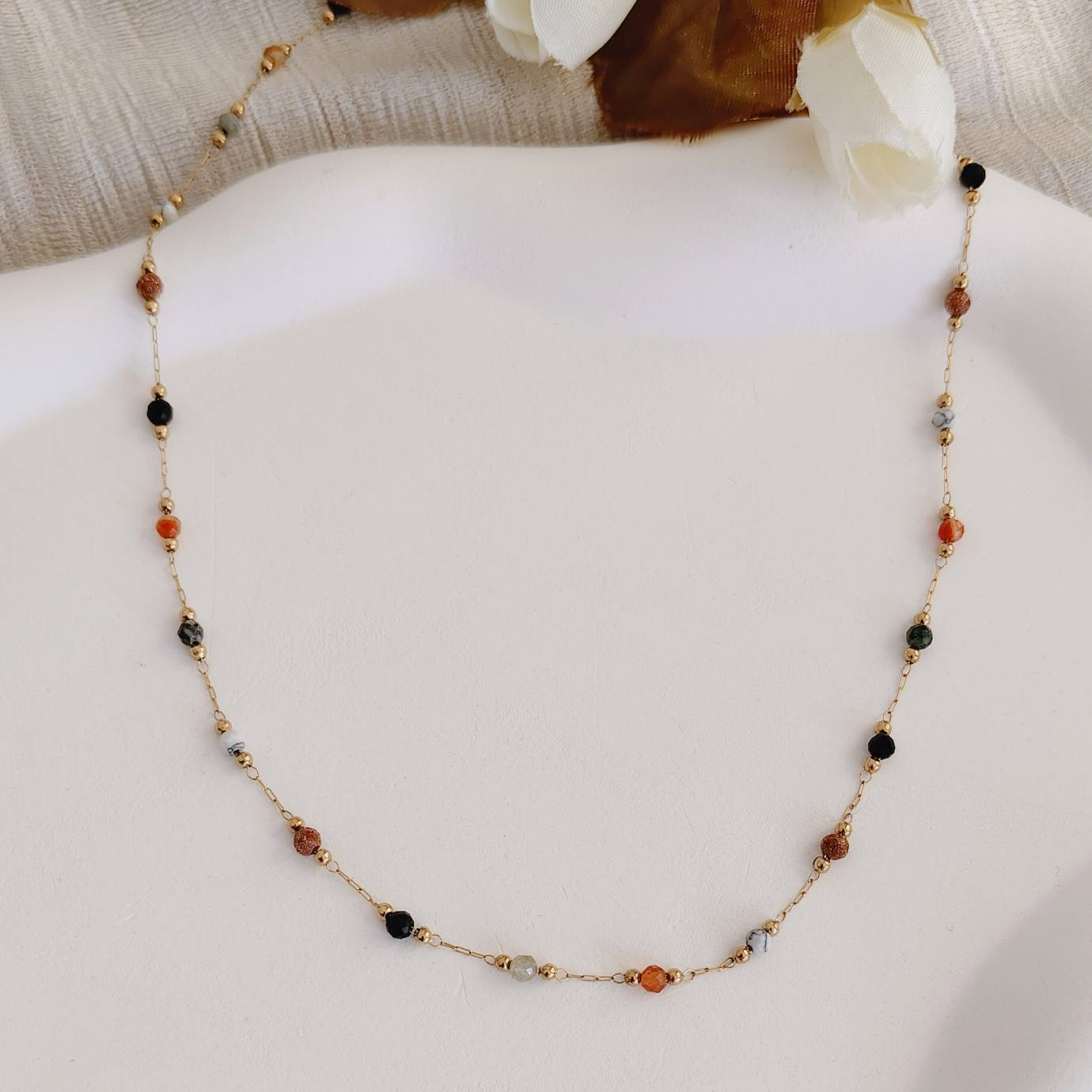 multicolor beaded station necklace multicolor beaded station necklace