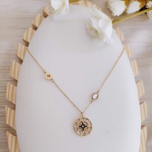 floral medallion anti tarnish gold necklace