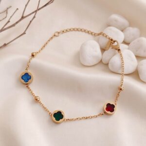 multi color clover charm bracelet