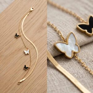 layered butterfly charm bracelet
