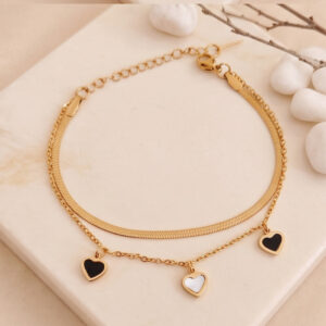 triple heart charm bracelet