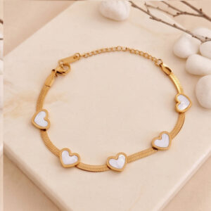 white heart charm bracelet