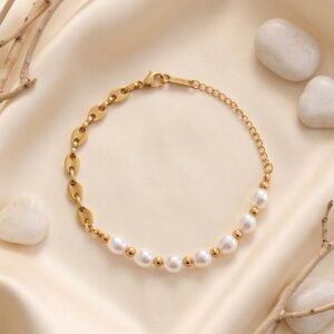pearl & link chain bracele
