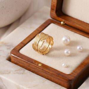 feather leaf ring adjustable