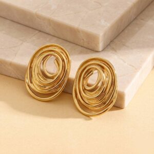 layered oval stud earrings