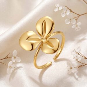 triple leaf floral ring adjustable