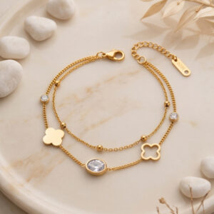 double layer clover charm bracelet